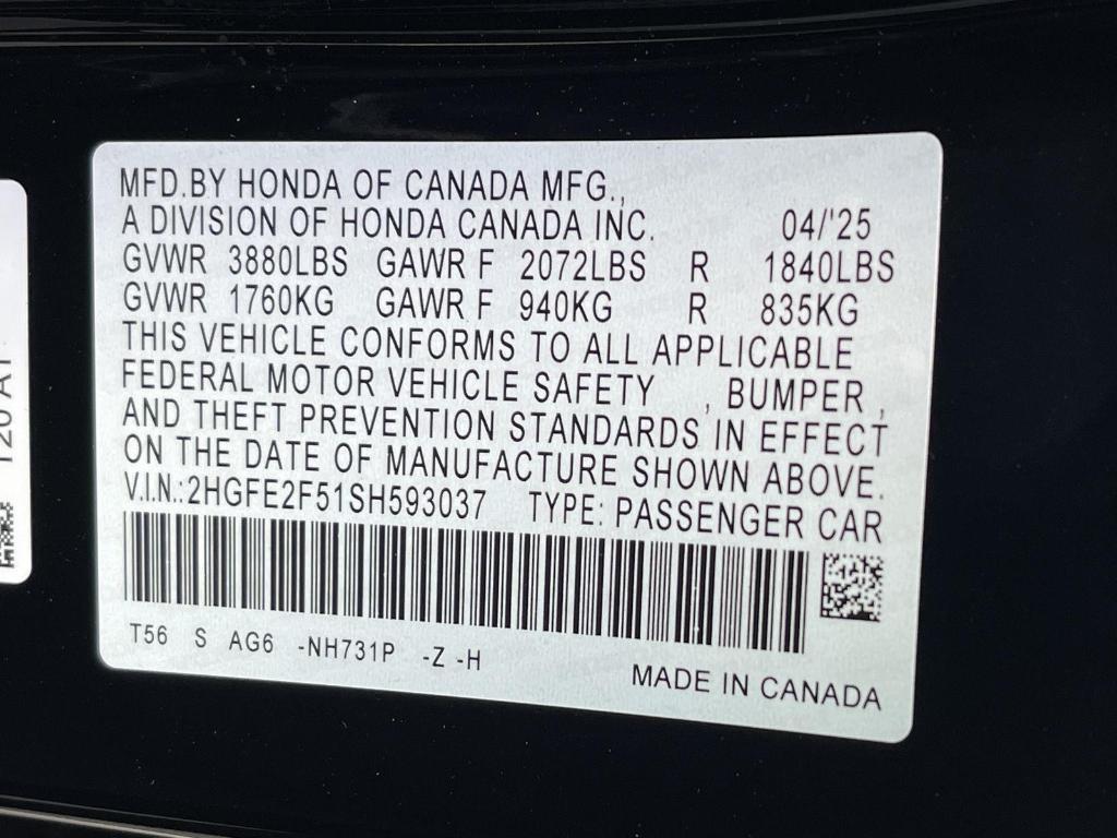new 2025 Honda Civic car, priced at $27,400