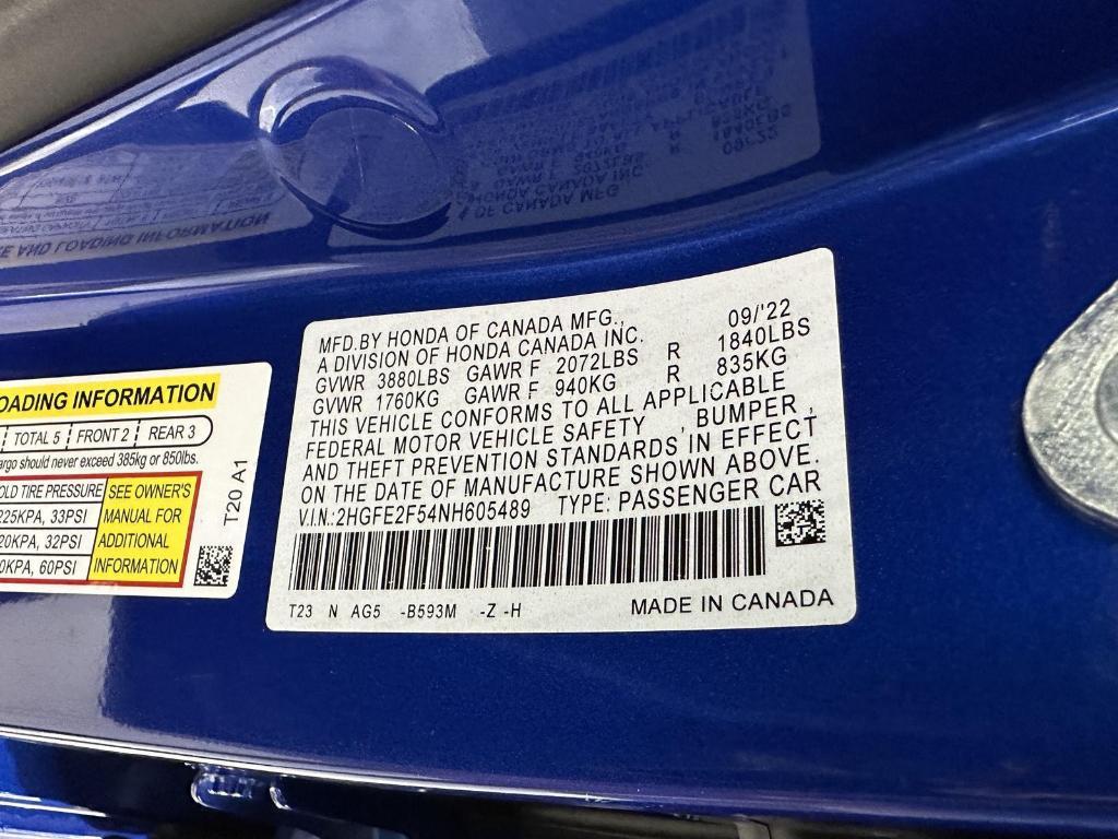 used 2022 Honda Civic car, priced at $25,495