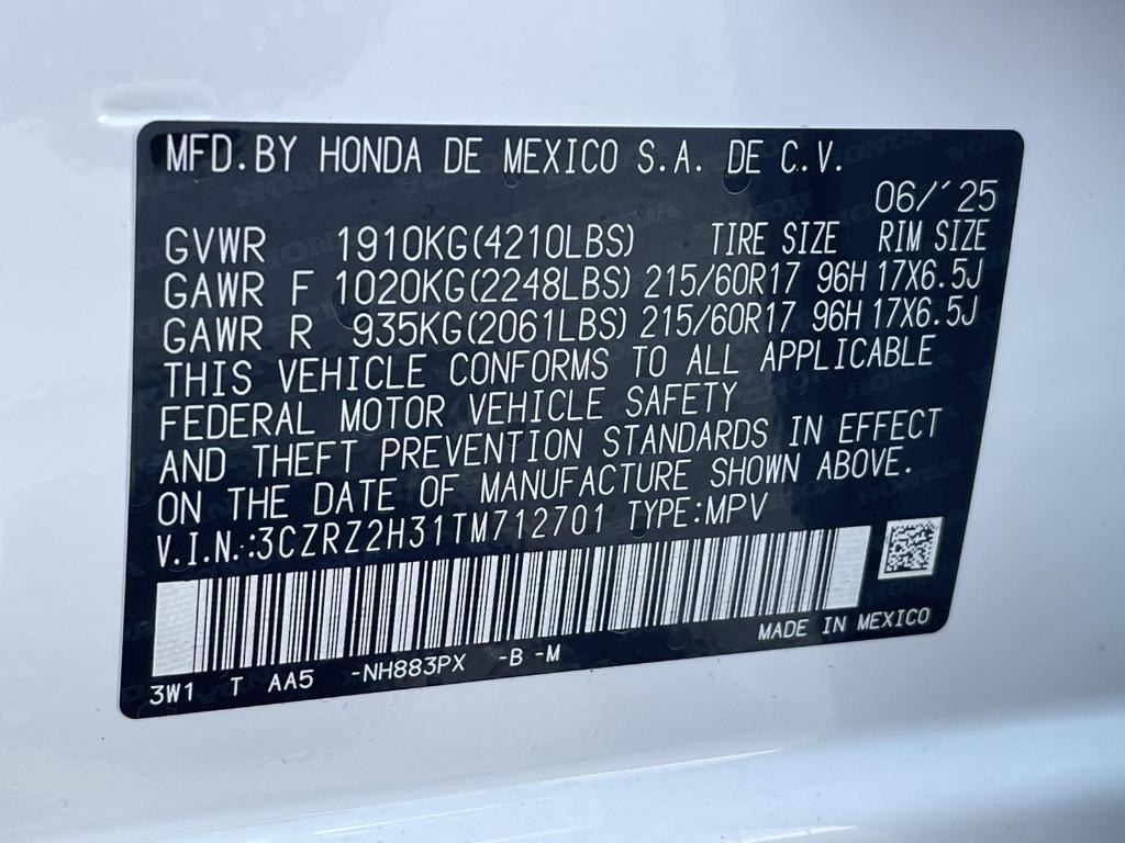 new 2026 Honda HR-V car, priced at $29,550