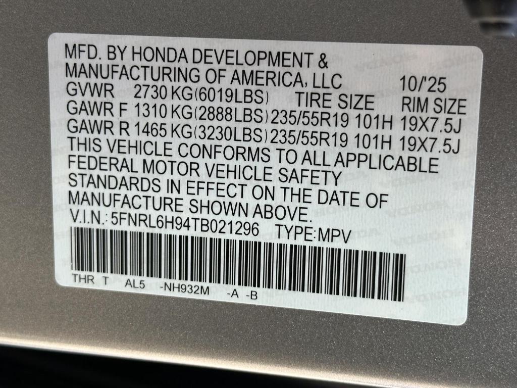 new 2026 Honda Odyssey car, priced at $53,190