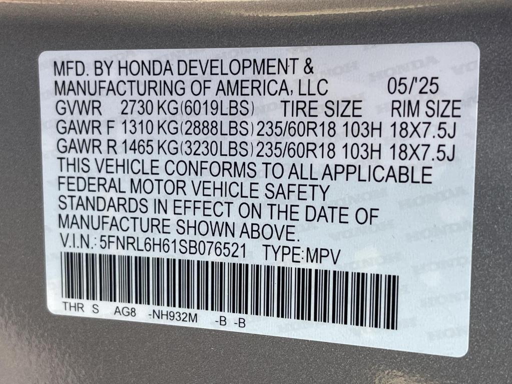 new 2025 Honda Odyssey car, priced at $43,670