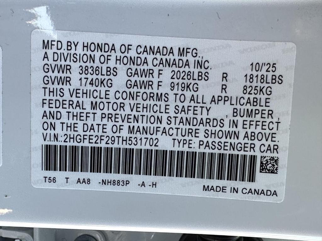 new 2026 Honda Civic car, priced at $26,245