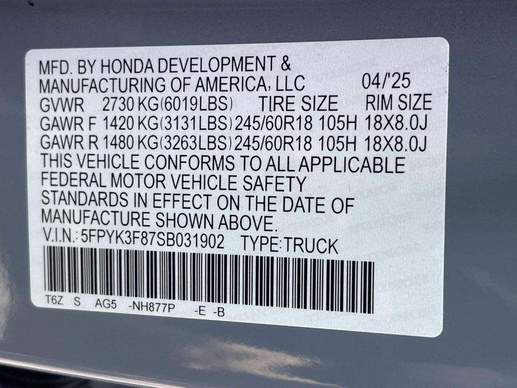 new 2025 Honda Ridgeline car, priced at $48,655
