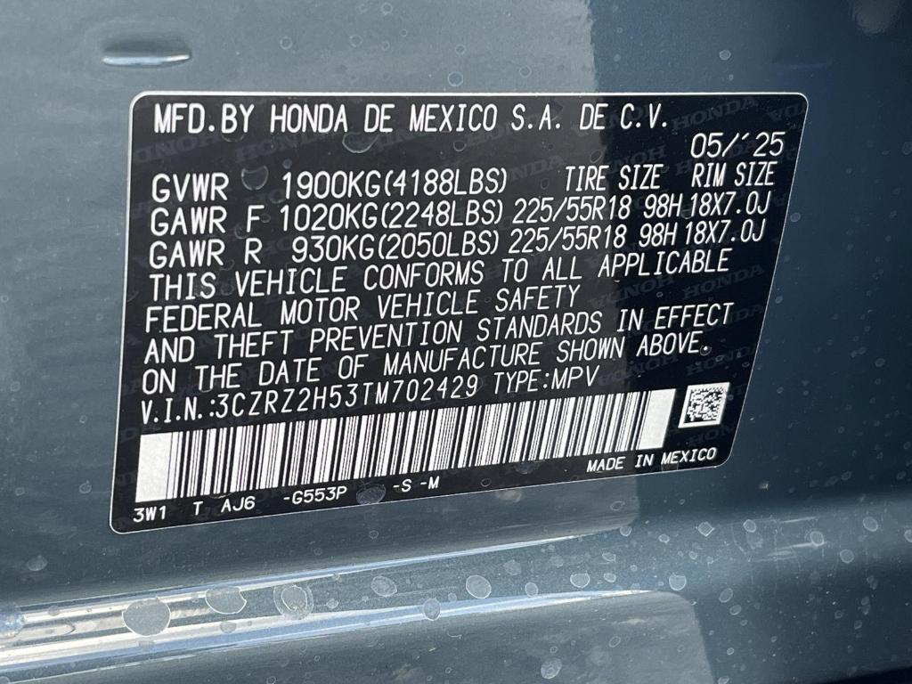 new 2026 Honda HR-V car, priced at $31,350