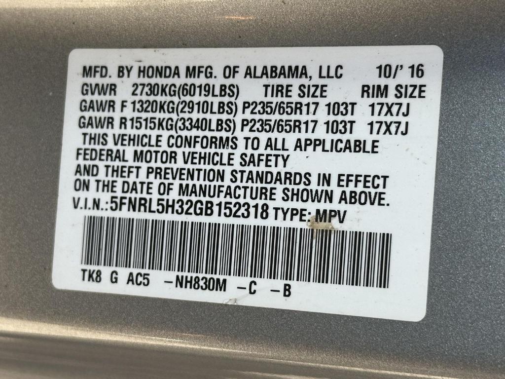 used 2016 Honda Odyssey car, priced at $10,995