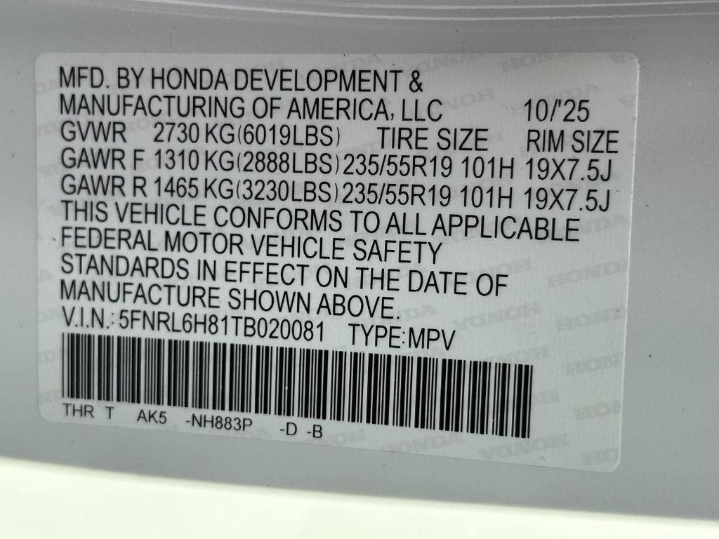 new 2026 Honda Odyssey car, priced at $49,445