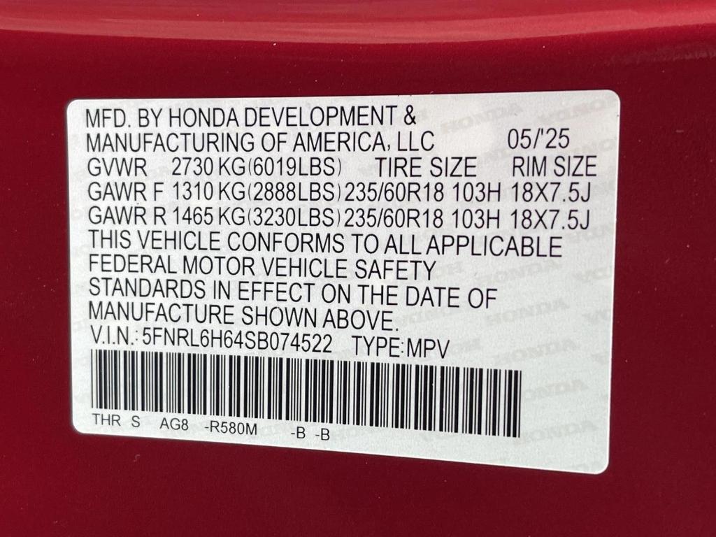 new 2025 Honda Odyssey car, priced at $44,125