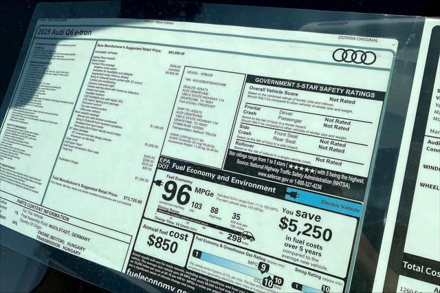 new 2025 Audi Q6 e-tron car, priced at $73,725