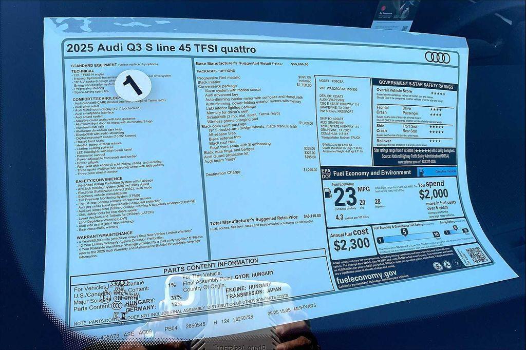 new 2025 Audi Q3 car, priced at $46,110