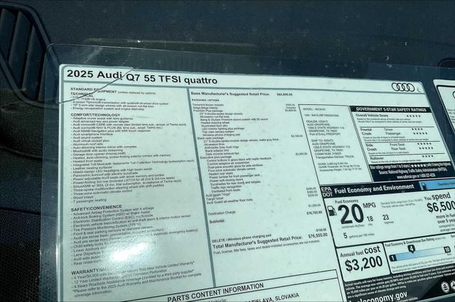 new 2025 Audi Q7 car, priced at $76,555