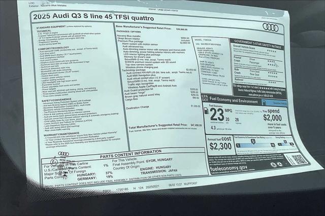 new 2025 Audi Q3 car, priced at $47,450