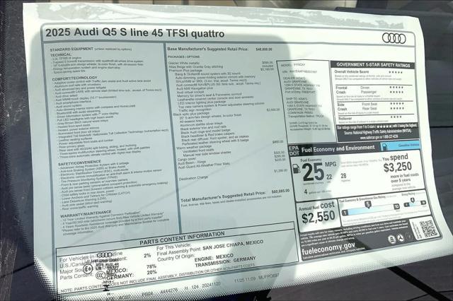 new 2025 Audi Q5 car, priced at $60,085