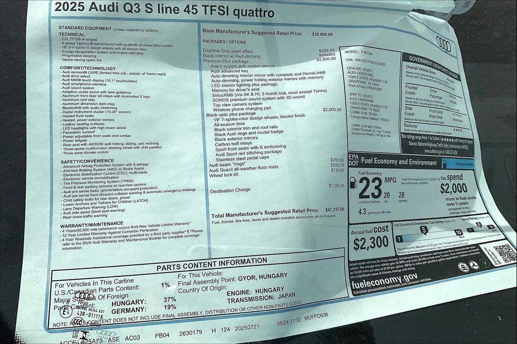 new 2025 Audi Q3 car, priced at $44,759