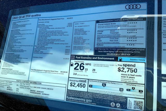 new 2025 Audi Q5 car, priced at $53,855