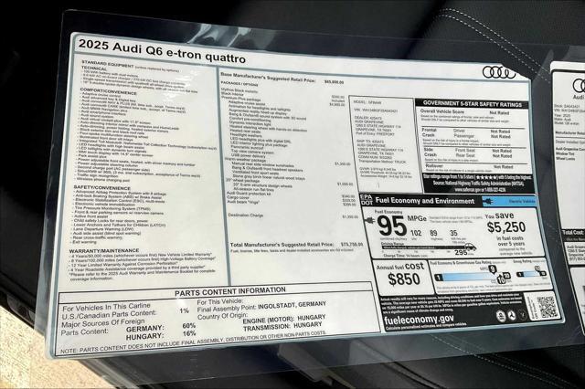 new 2025 Audi Q6 e-tron car, priced at $75,750