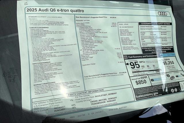 new 2025 Audi Q6 e-tron car, priced at $74,540