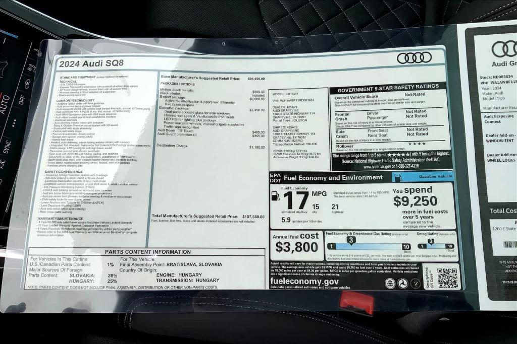 used 2024 Audi SQ8 car, priced at $105,000