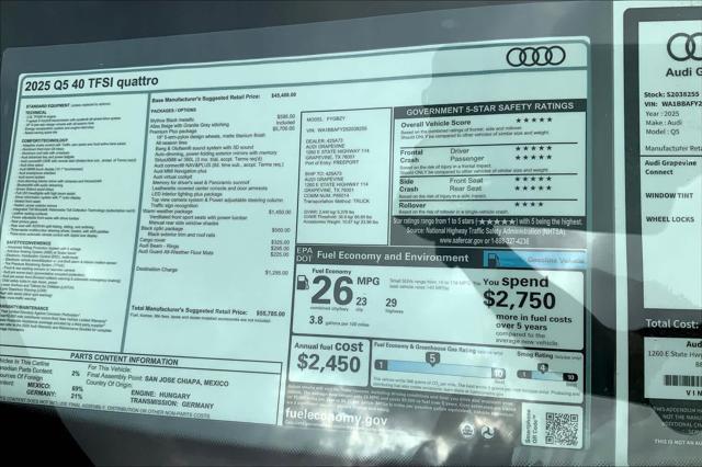 new 2025 Audi Q5 car, priced at $55,785