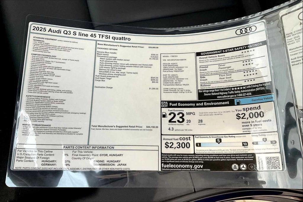 new 2025 Audi Q3 car, priced at $41,942