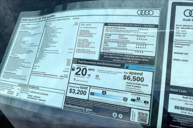 new 2025 Audi Q7 car, priced at $89,470