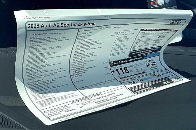 new 2025 Audi A6 e-tron car, priced at $75,885