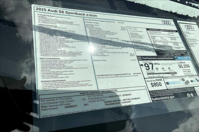 new 2025 Audi S6 e-tron car, priced at $87,100