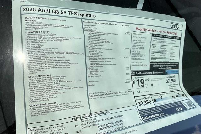 new 2025 Audi Q8 car, priced at $86,715