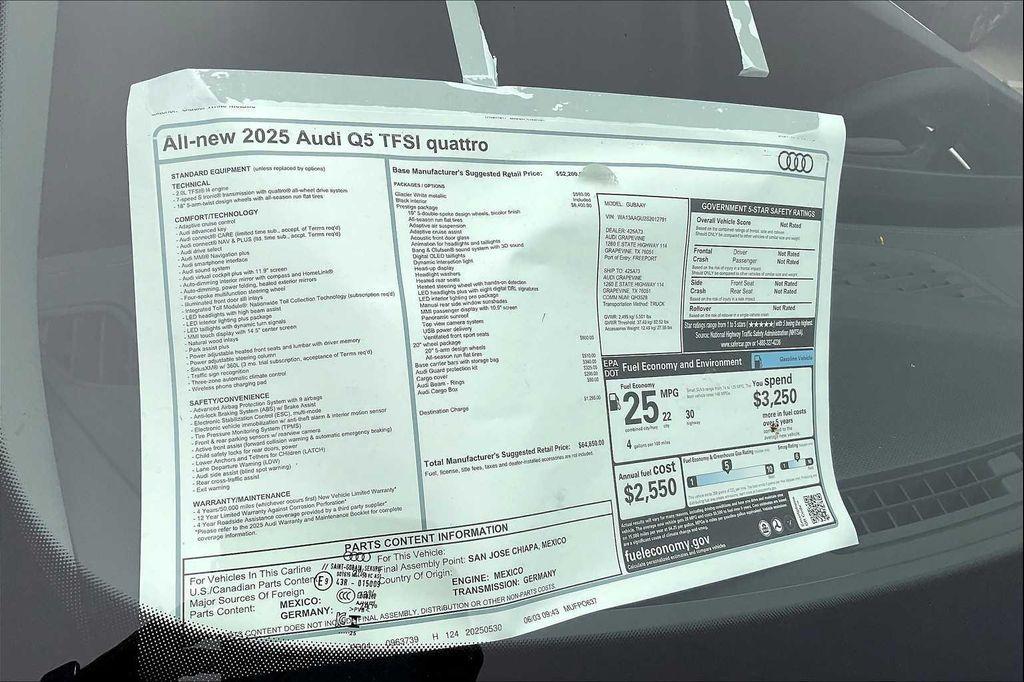 new 2025 Audi Q5 car, priced at $64,850