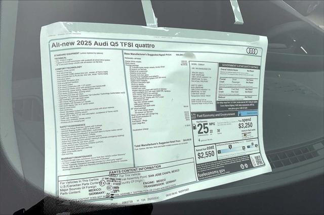 new 2025 Audi Q5 car, priced at $61,850