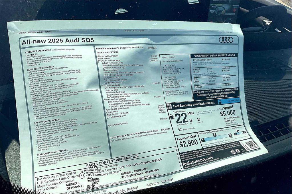 new 2025 Audi SQ5 car, priced at $74,265