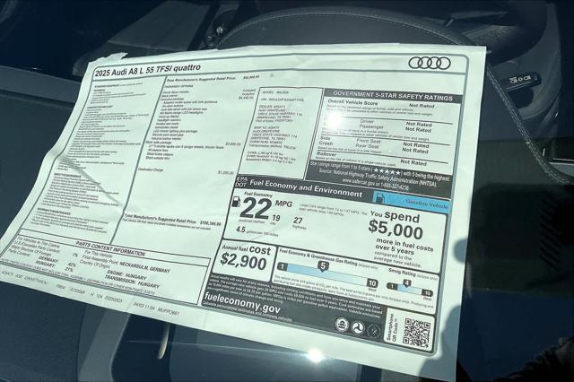 new 2025 Audi A8 car, priced at $100,345