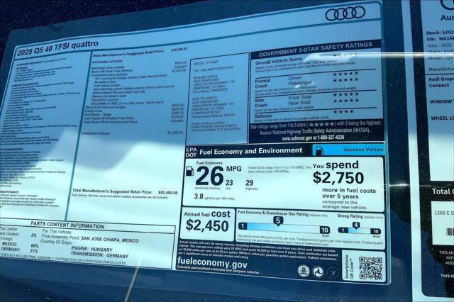 new 2025 Audi Q5 car, priced at $50,485