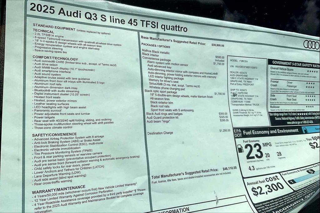 new 2025 Audi Q3 car, priced at $46,110