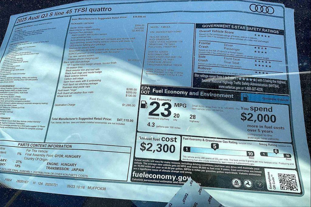 new 2025 Audi Q3 car, priced at $47,115