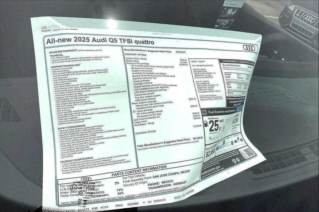 new 2025 Audi Q5 car, priced at $61,300