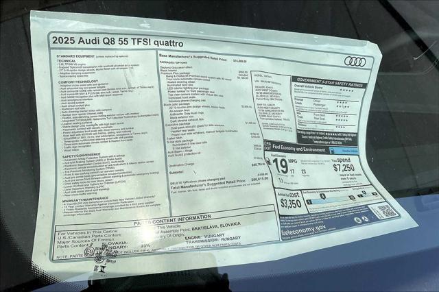 new 2025 Audi Q8 car, priced at $86,615