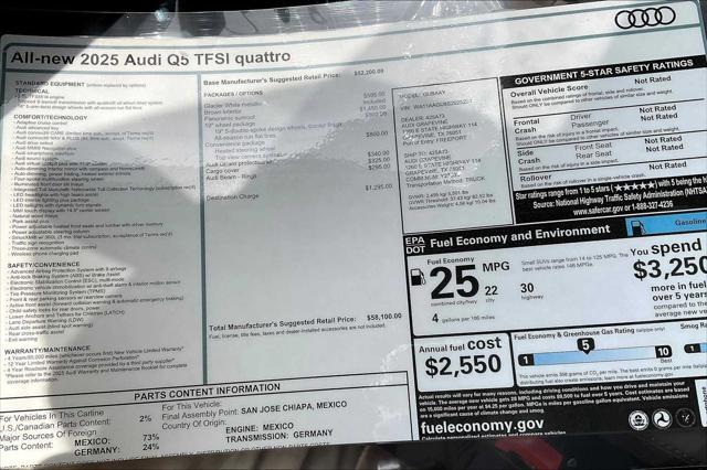 new 2025 Audi Q5 car, priced at $55,100