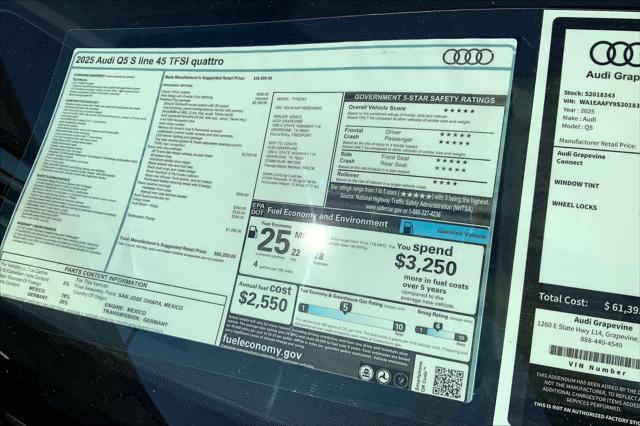 new 2025 Audi Q5 car, priced at $60,200