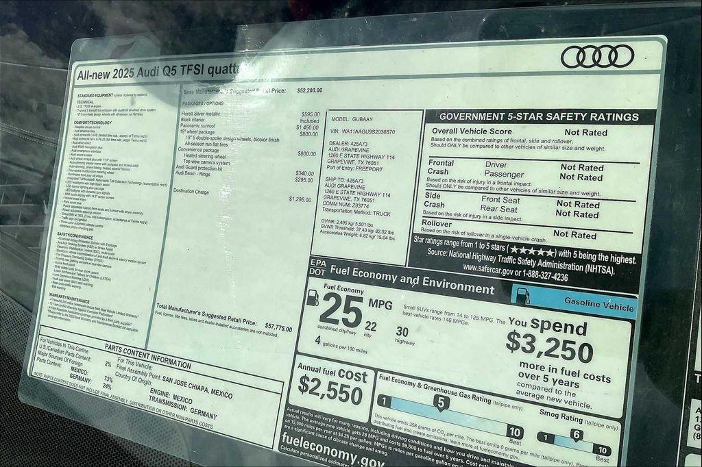 new 2025 Audi Q5 car, priced at $57,775