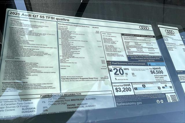 new 2025 Audi Q7 car, priced at $78,805