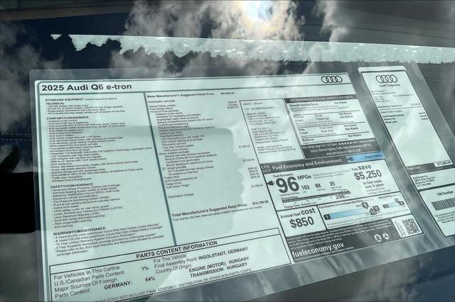 new 2025 Audi Q6 e-tron car, priced at $74,700