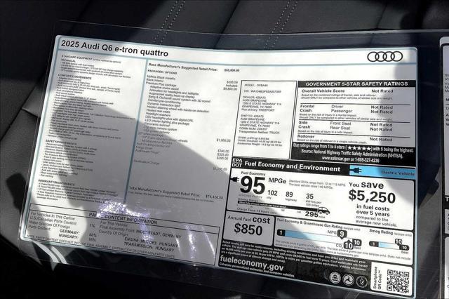 new 2025 Audi Q6 e-tron car, priced at $74,450