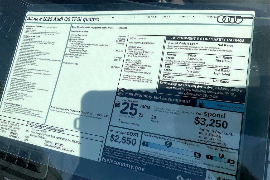 new 2025 Audi Q5 car, priced at $57,775