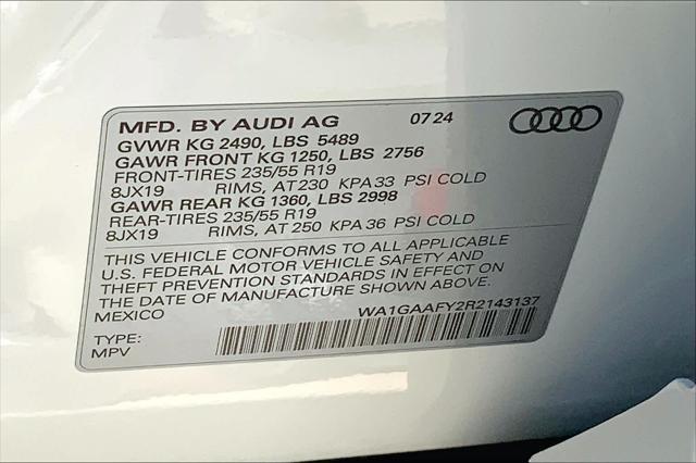 new 2024 Audi Q5 car, priced at $54,090