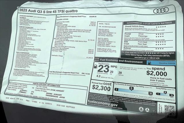new 2025 Audi Q3 car, priced at $46,110