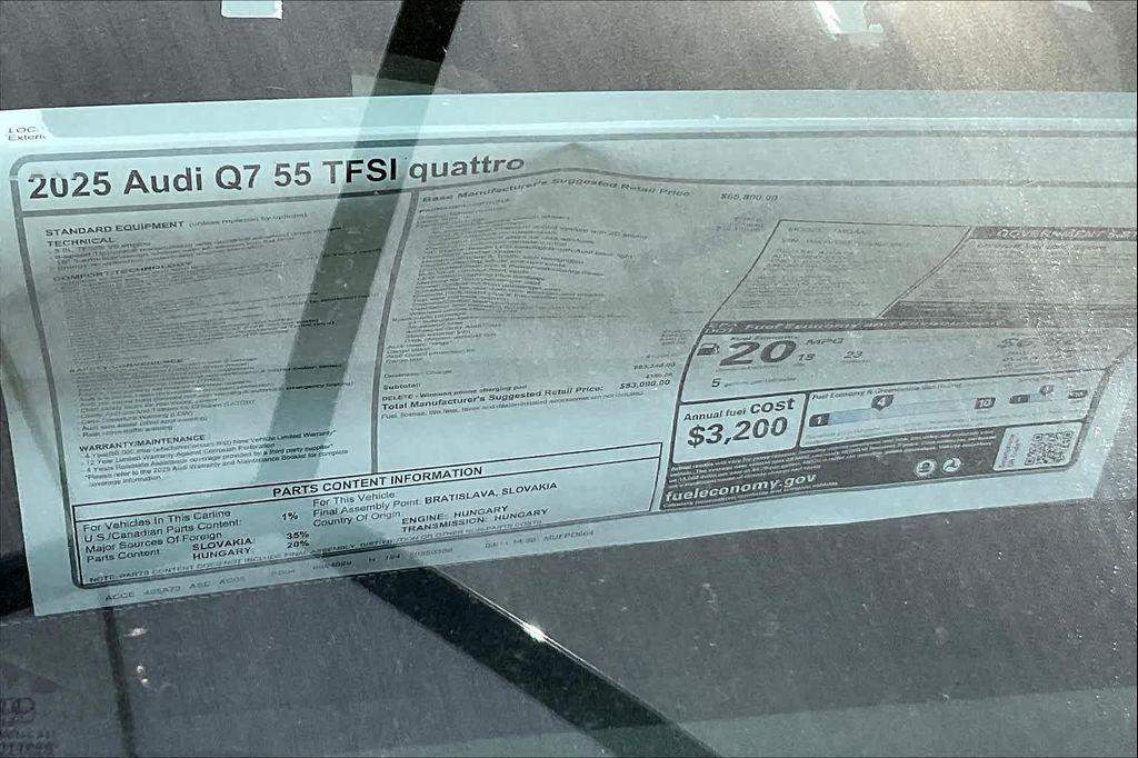 new 2025 Audi Q7 car, priced at $83,090