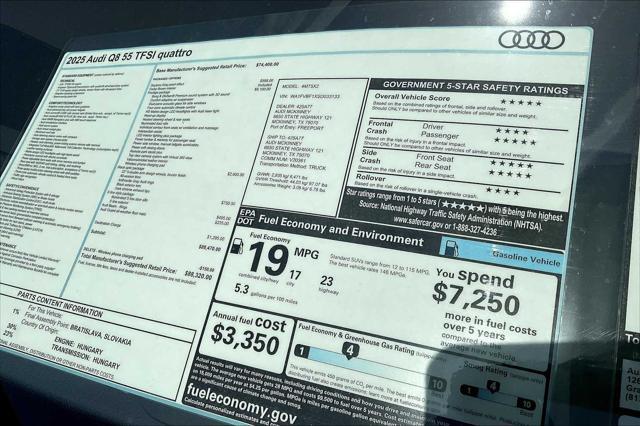 new 2025 Audi Q8 car, priced at $88,320