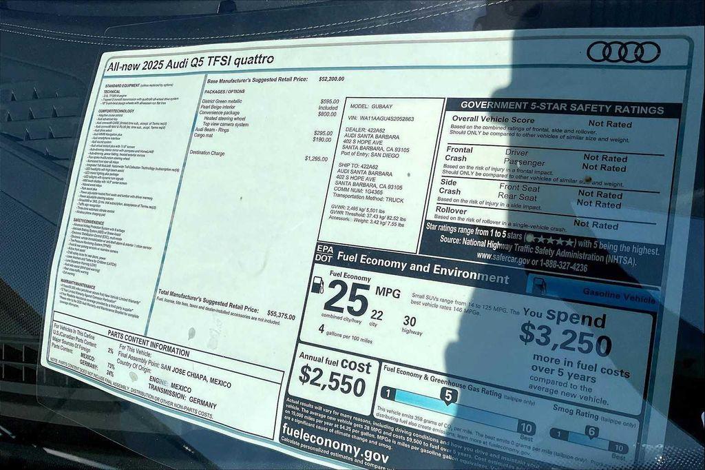 new 2025 Audi Q5 car, priced at $55,375