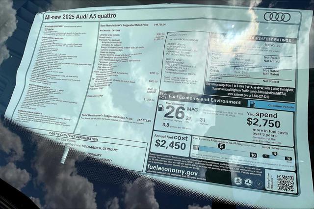 new 2025 Audi A5 car, priced at $57,575