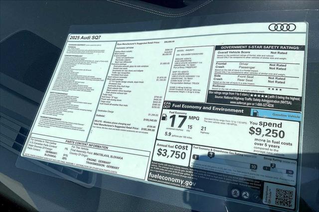 new 2025 Audi SQ7 car, priced at $105,395